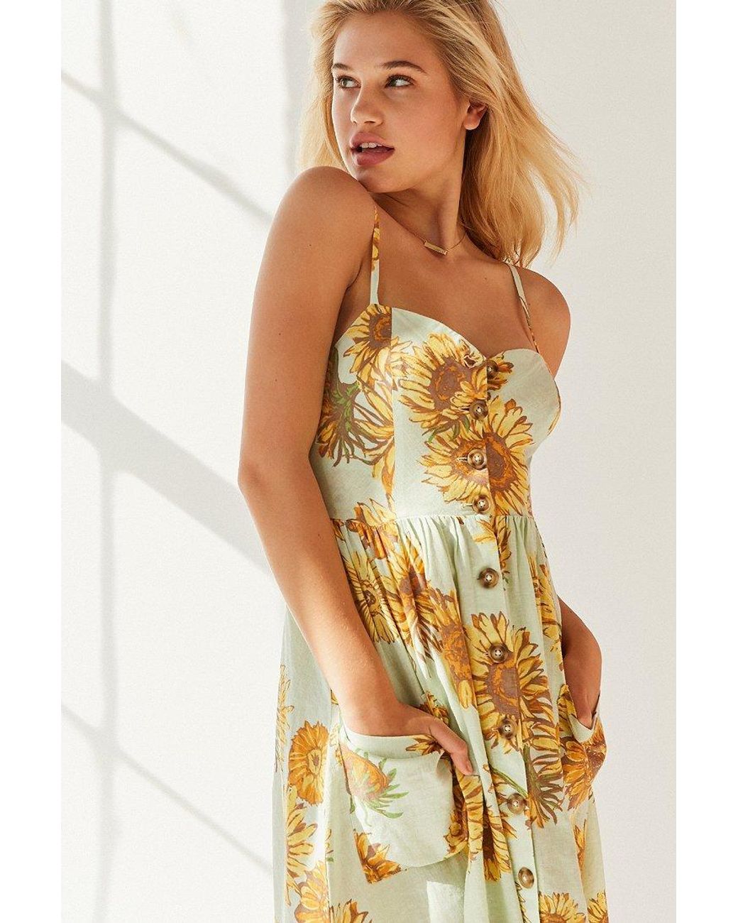 Cooperative Emilia Linen Button down Midi Dress Lyst
